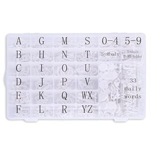 letter board letters, 713 pre-cut characters (3/4 and 1 inch, white) with sorting tray