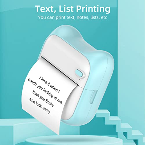 Mini Pocket Photo Printer Portable Thermal Printing Machine 203dpi Wireless BT Connection for Picture Lable DIY Handcraft List Meno Notes Journal Receipt Paper Instant Printer Sticker with 6 Roll