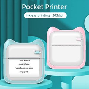 Mini Pocket Photo Printer Portable Thermal Printing Machine 203dpi Wireless BT Connection for Picture Lable DIY Handcraft List Meno Notes Journal Receipt Paper Instant Printer Sticker with 6 Roll