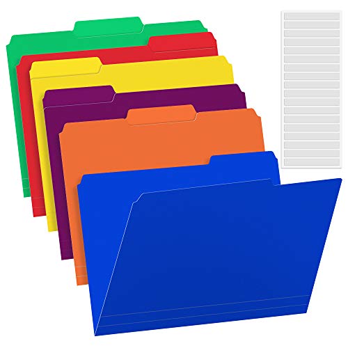 36 Pack Plastic File Folders Colored with Sticky Labels, Sooez Heavy Duty Letter Size Colored File Folders with Erasable 1/3-Cut Tab, Stronger Than Manila File Folder, Perfect for File Organization