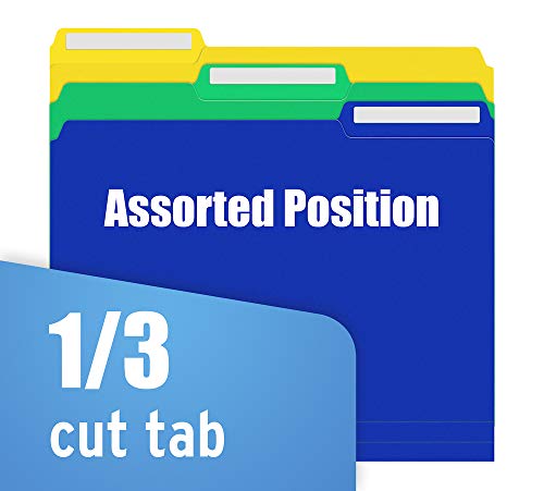 36 Pack Plastic File Folders Colored with Sticky Labels, Sooez Heavy Duty Letter Size Colored File Folders with Erasable 1/3-Cut Tab, Stronger Than Manila File Folder, Perfect for File Organization