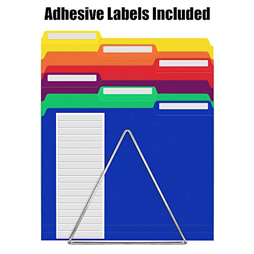 36 Pack Plastic File Folders Colored with Sticky Labels, Sooez Heavy Duty Letter Size Colored File Folders with Erasable 1/3-Cut Tab, Stronger Than Manila File Folder, Perfect for File Organization