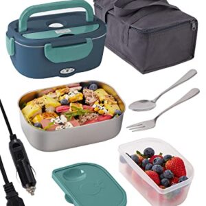 Electric Lunch Box,Portable Box Food Heater, Electric Lunch Box Food Heater,For Car/Truck Work 12v/24v/110v/60w,Stainless Steel Container Fork & Spoon And Bag