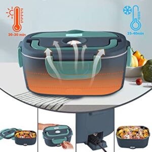 Electric Lunch Box,Portable Box Food Heater, Electric Lunch Box Food Heater,For Car/Truck Work 12v/24v/110v/60w,Stainless Steel Container Fork & Spoon And Bag