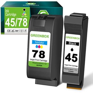 greenbox remanufactured 45 78 high-yield ink cartridge replacement for hp 45 78 51645 51645a c6578an c6578dn for color copier 180 deskjet 1100c 1220c 6122 930c 970c 990c printer (1 black 1 tri-color)