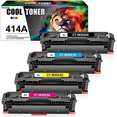 Cool Toner Compatible Toner Cartridge Replacement for HP 414A 414X 414 W2020A Work with Color Pro MFP M479fdw M454dw M454dn M479fdn M479 Laser Printer Ink (Black Cyan Magenta Yellow, 4-Pack)