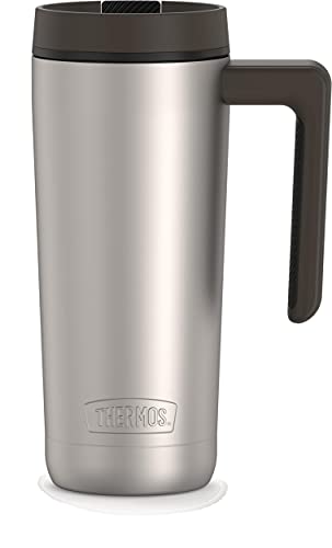 ALTA SERIES BY THERMOS Stainless Steel Mug 18 Ounce, Matte Steel/Espresso Black