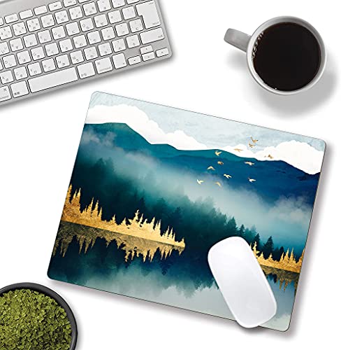 Mountains Mouse Pad, Landscape Mouse Pad, Mouse Mat Square Waterproof Mouse Pad Non Slip Rubber Base MousePads for Office Laptop, 9.5"x7.9"x0.12" Inch