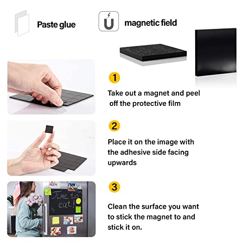 110Pcs Square Magnets Magnetic Tape Strip - Sukh Magnet Sheets Magnets with Adhesive Backing Magnet on One Side Self Adhesive on The Other Side for Fridge Organisation,Art Project,Classroom