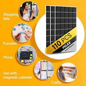 110Pcs Square Magnets Magnetic Tape Strip - Sukh Magnet Sheets Magnets with Adhesive Backing Magnet on One Side Self Adhesive on The Other Side for Fridge Organisation,Art Project,Classroom