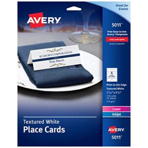 avery small place cards, laser & inkjet printers, 150 printable cards, textured (5011)