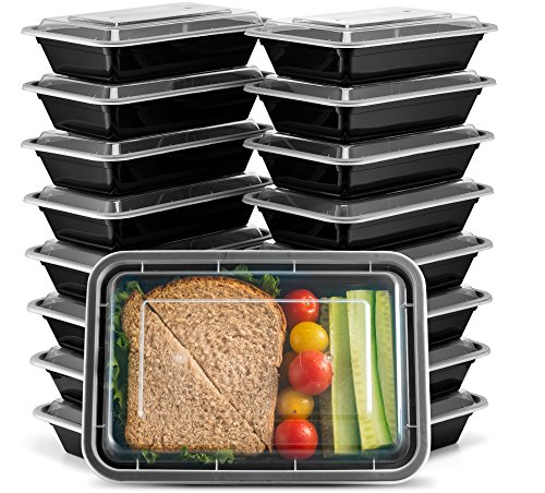 Ez Prepa [15 Pack] 28oz Single Compartment Meal Prep Containers with Lids - Food Storage Containers Bento Box, Lunch Containers, Microwavable, Freezer, and Dishwasher Safe, Food Containers