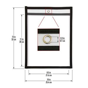 Job Ticket Holders 9x12 (30 Pack) - Dry Erase Document Holder - Shop Holder - Order Clear Black Sleeves - 8.5 x 11 Tickets - Plastic Heavy Duty Work Pocket - Hanging Sheet Protectors - Plastic Sleeves