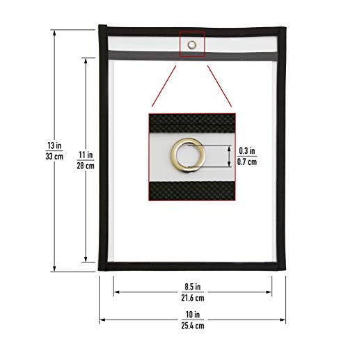 Job Ticket Holders 9x12 (30 Pack) - Dry Erase Document Holder - Shop Holder - Order Clear Black Sleeves - 8.5 x 11 Tickets - Plastic Heavy Duty Work Pocket - Hanging Sheet Protectors - Plastic Sleeves