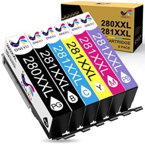 onlyu compatible ink cartridge replacement for canon 280 281 pgi-280xxl cli-281xxl ink 281 280 for pixma ts9120 ts8120 ts8320 ts8220 ts8300 ts9120 ts 8100 printer (6 pack)