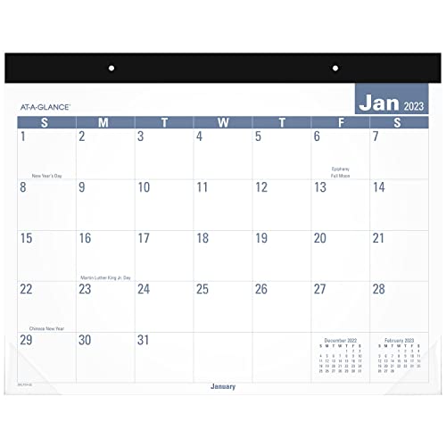 AT-A-GLANCE 2023 Monthly Desk Calendar, Desk Pad, 21-3/4" x 17", Standard, Easy to Read (SKLP2432)