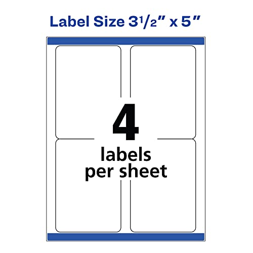 Avery Shipping Address Labels, Laser Printers, 400 Labels, 3-1/2 x 5, Permanent Adhesive, TrueBlock (5168)