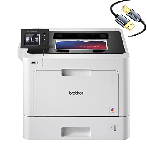Brother HL-L8360CDW Business Color Laser Printer, Wireless Networking, Mobile Printing, Cloud Printing, Auto 2-Sided Printing, 2.7" Color Touchscreen, NFC, Ethernet, White, Tillsiy Printer Cable