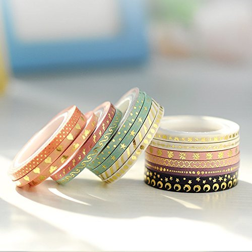 Agutape 48 Rolls Washi Tape Set,Foil Gold Skinny Decorative Masking Washi Tape,3MM Wide DIY Masking Tape