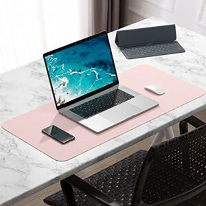 Hsurbtra Desk Pad, 30" x 14" PU Leather Desk Mat, XL Extended Mouse Pad, Waterproof Desk Blotter Protector, Ultra Thin Large Laptop Keyboard Mat, Non-Slip Desk Writing Pad for Office Home, Pink