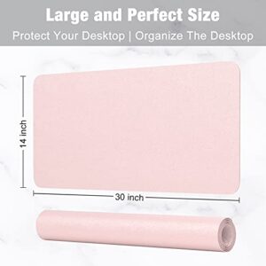 Hsurbtra Desk Pad, 30" x 14" PU Leather Desk Mat, XL Extended Mouse Pad, Waterproof Desk Blotter Protector, Ultra Thin Large Laptop Keyboard Mat, Non-Slip Desk Writing Pad for Office Home, Pink