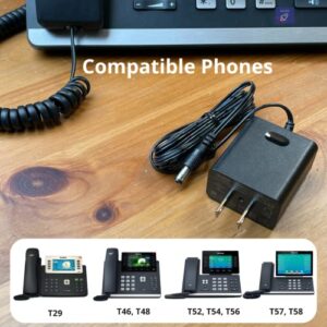 Yealink Power Adapter 5V 2A PS5V2000US - Yealink Power Supply Cord - Yealink Phones - MP56, MP58, T29G, T46S, T46G, T48G, T48S, T52S, T54S, T54W, T56A, T58V, T57W, T58A with GTW Cloth