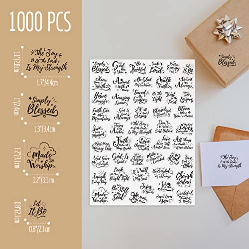 1000 PCS Bible Verse Stickers, Clear Inspirational Pray Stickers Encouraging Scripture Decals Jesus Christian Religious Faith Labels for Scrapbooks Bottles Computer Planner Diary Album Kids Adults