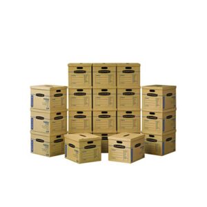 bankers box smoothmove classic moving boxes, tape-free assembly, easy carry handles, medium, 18 x 15 x 14 inches, 20 pack (8817202)
