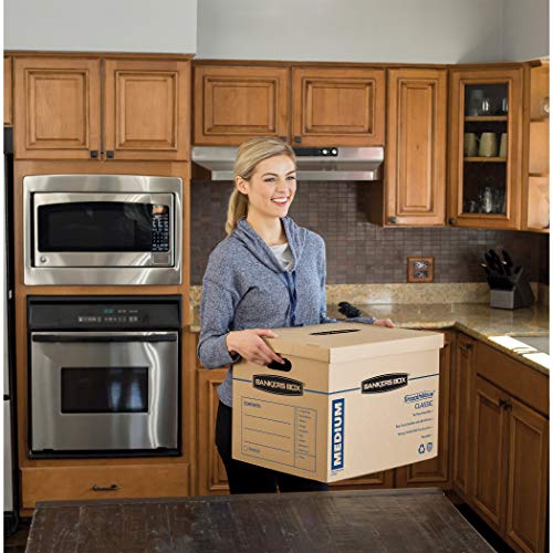 Bankers Box SmoothMove Classic Moving Boxes, Tape-Free Assembly, Easy Carry Handles, Medium, 18 x 15 x 14 Inches, 20 Pack (8817202)