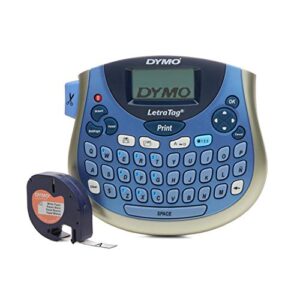 dymo letratag lt-100t plus compact, portable label maker with qwerty keyboard (1733013),silver/blue