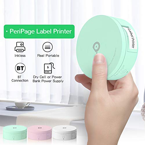 BISOFICE PeriPage L1 Mini Pocket BT Label Maker Sticker Inkless Portable Thermal Label Printer with 1 Roll White Paper Tape Compatible with iOS Android Smartphone for Home Office School