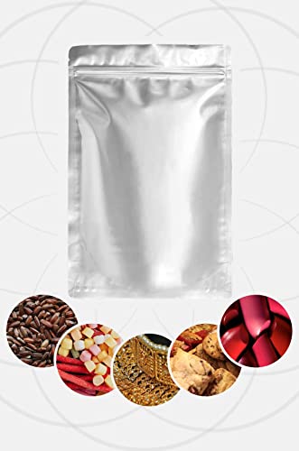 100 Mylar Bags For Food Storage - 10 mil 1 Gallon (25pc), 8 mil 1 Quart (35pc, 6 mil 1/2 Pint (40pc, Stand Up Resealable Mylar Bags With Oxygen Absorbers 300CC Packing Ziplock Sealable Milar Myler Bag