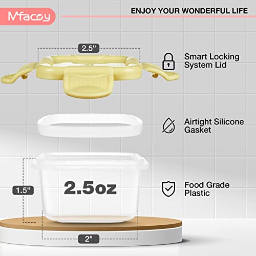 Mfacoy 6 Pack Salad Dressing Container To Go, 2.5 OZ Plastic Condiment Containers with Lids, BPA Free Condiment Cups, Leak Proof and Reusable Small Containers with Lids for Lunch Box Picnic Travel