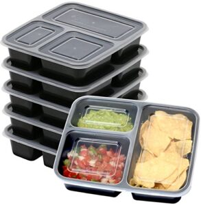 6 pack – simplehouseware 3 compartment food grade meal prep storage container boxes (36 ounces)