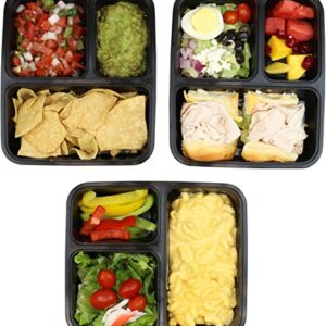 6 Pack - SimpleHouseware 3 Compartment Food Grade Meal Prep Storage Container Boxes (36 ounces)