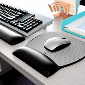 3M Precise Mouse Pad with Gel Wrist Rest, Soothing Gel Comfort with Durable, Easy to Clean Leatherette Cover, Optical Mouse Performance and Battery Saving Design, 9.2" x 8.7", Black (MW310LE)