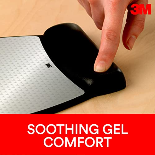 3M Precise Mouse Pad with Gel Wrist Rest, Soothing Gel Comfort with Durable, Easy to Clean Leatherette Cover, Optical Mouse Performance and Battery Saving Design, 9.2" x 8.7", Black (MW310LE)