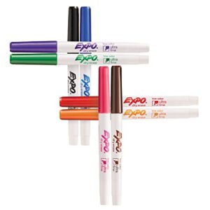 EXPO Low Odor Dry Erase Markers, Ultra-Fine Tip, Assorted Colors, 8 Pack