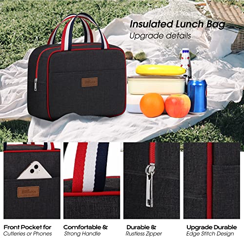 HOMESPON Lunch Bag Insulated Tote Bag Lunch Box Resuable Cooler Bag Lunch container Waterproof Lunch holder for Women/Men,dark grey