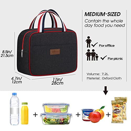 HOMESPON Lunch Bag Insulated Tote Bag Lunch Box Resuable Cooler Bag Lunch container Waterproof Lunch holder for Women/Men,dark grey