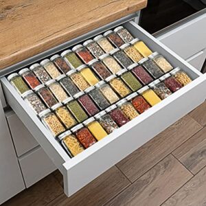 VANGAY Spice Drawer Organizer, Spice Rack Drawer for Kitchen, 4 Tier Acrylic Drawer Spice Organizer for Jars and Packets, Adjustable Storage Salt, Seasoning etc Pack 8 Clear