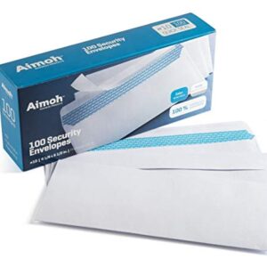 #10 Security Tinted Self-Seal Envelopes - No Window - EnveGuard, Size 4-1/8 X 9-1/2 Inches - White - 24 LB - 100 Count (34100)