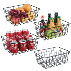 wire storage baskets, household pantry baskets 4 pack, wire baskets for organizing, countertop, closet, bedroom, bathroom, make life tidier metal basket