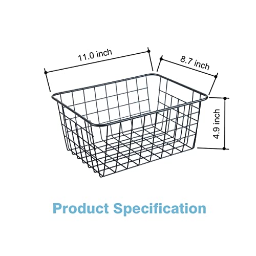 Wire Storage Baskets, Household Pantry Baskets 4 Pack, Wire Baskets For Organizing, Countertop, Closet, Bedroom, Bathroom, Make Life Tidier Metal Basket