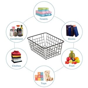 Wire Storage Baskets, Household Pantry Baskets 4 Pack, Wire Baskets For Organizing, Countertop, Closet, Bedroom, Bathroom, Make Life Tidier Metal Basket