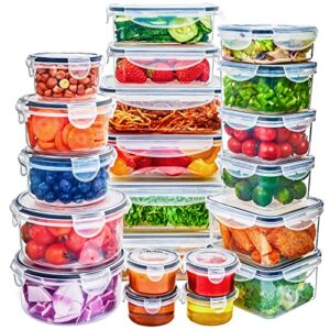 kootek food storage containers 21 pack with lids, kitchen airtight meal prep container reusable pantry organization and storage plastic lunch box leak proof microwavable dishwasher safe