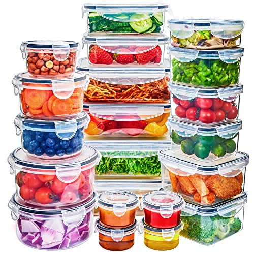 Kootek Food Storage Containers 21 Pack with Lids, Kitchen Airtight Meal Prep Container Reusable Pantry Organization and Storage Plastic Lunch Box Leak Proof Microwavable Dishwasher Safe