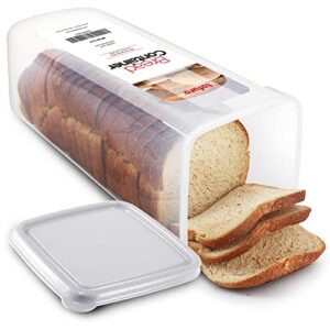 Tafura Bread Container | Bread Storage Container | Plastic Bread Box | Bread Loaf Keeper with White Lid | Bread Saver Dispenser, BPA Free