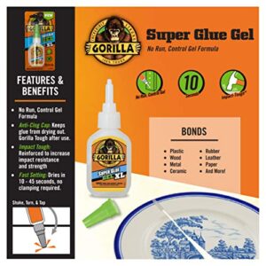 Gorilla Super Glue Gel XL, 25 Gram, Clear, (Pack of 1)