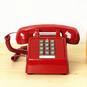 YOPAY Single Line Corded Desk Telephone, Home Emergency Intuition Amplified Retro Phone, Classic Dial Button Phone, Red